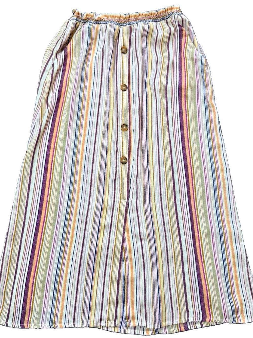 Love to Be Spoiled Striped Midi Skirt Multicolor Pockets Size M